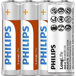 Baterie Philips Longlife 4 ks AAA R03 1,5V