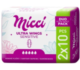 Micci Ultra Wings Sensitive intímne vložky s krídelkami Duo 2 x 10 kusov