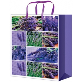 Anjel Darčeková papierová taška 32 x 26 x 12,7 cm fialová s levanduľou