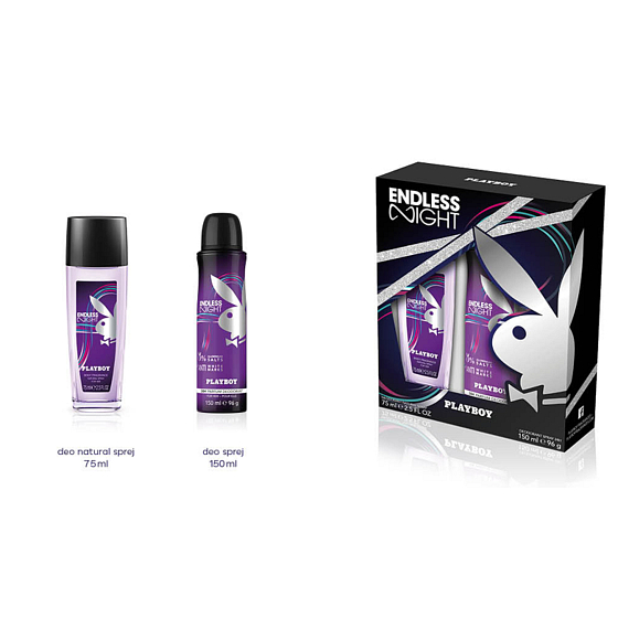 Playboy Endless Night for Her parfumovaný deodorant sklo 75 ml + dezodorant sprej 150 ml, kozmetická sada