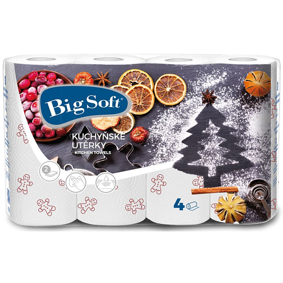 Big Soft Zima papierové kuchynské utierky s potlačou 2 vrstvové 4 kusy