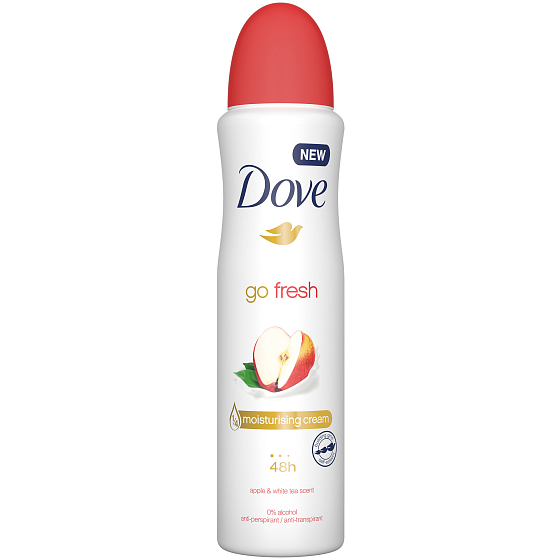 Dove Go Fresh Jablko & Biely čaj antiperspirant deodorant sprej s 48-hodinovým účinkom pre ženy 150 ml