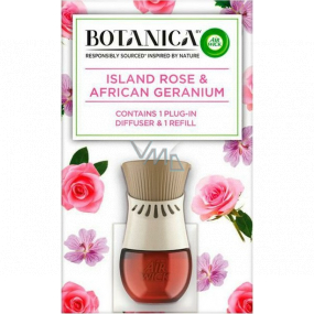 Air Wick Botanica Exotická ruže a africká pelargónie elektrický osviežovač komplet 19 ml