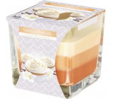 BISPOL Vanilla Cupcake - Vanilkový košíček trojfarebná vonná sviečka sklo, doba horenia 32 hodín 170 g