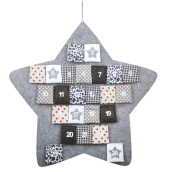Adventný kalendár z plsti sivá hviezda 70 cm