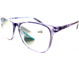 Berkeley Dioptrické okuliare na čítanie +2 plastové fialové, bočné rámy fialové a čierne pruhy 1 kus MC2223