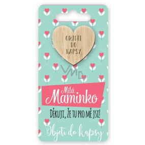 Nekupto Vreckové objatie Srdce Milá mamička, ďakujem, že si tu pre mňa!, objatie do vrecka 6 x 12 cm