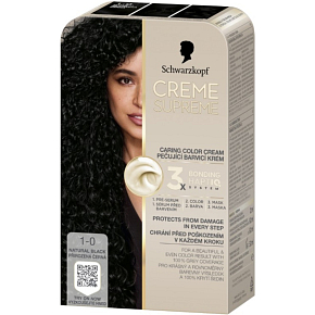 Schwarzkopf Creme Supreme farba na vlasy 1-0 prirodzená čierna 60 ml
