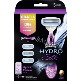 Wilkinson Hydro Silk holiaci strojček 5 čepieľkami pre ženy + náhradné hlavice 3 kusy, kozmetická sada