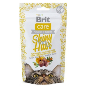 Brit Care Cat Snack Shiny Hair Losos maškrtu polomäkké doplnkové krmivo pre mačky 50 g