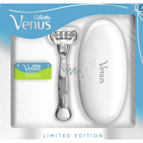 Gillette Venus Extra Smooth Platinum holiaci strojček + náhradné hlavice 2 kusy + cestovné púzdro, kozmetická súprava pre ženy