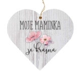 Bohemia Gifts Drevené dekoratívne srdce s potlačou Mama 12 cm