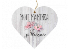 Bohemia Gifts Drevené dekoratívne srdce s potlačou Mama 12 cm