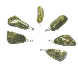Epidot Troml prívesok prírodný kameň, 2,2-3 cm, 1 kus, srdcový liečivý kameň