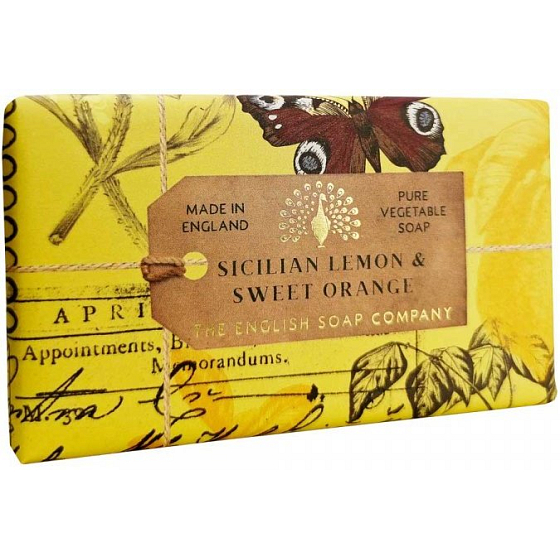 English Soap Sicilian Lemon & Orange prírodné parfumované toaletné mydlo s bambuckým maslom 190 g