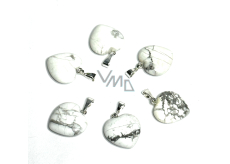 Magnezit / Howlit Biely srdcový prívesok Prírodný kameň 15 mm, Očistný kameň