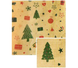 Nekupto Vianočný baliaci papier na darčeky 70 x 150 cm béžový, červené ornamenty, srdce