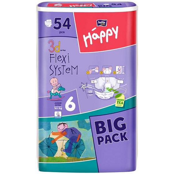 Bella Happy 6 Junior Extra 16+ kg plienkové nohavičky 54 kusov