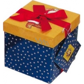 Anjel Darčeková krabička skladacia s mašľou vianočné modrá s vínovou mašľou 1373 M + 17 x 17 x 17 cm 1 kus