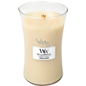 Woodwick Vanilla Bean - Vanilkový struk vonná sviečka s dreveným knôtom a viečkom sklo veľká 609,5 g