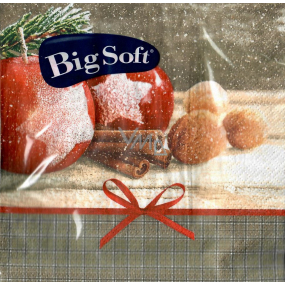Big Soft Papierové obrúsky 2 vrstvové 33 x 33 cm 20 kusov Vianočné Jablká, škorica, orechy