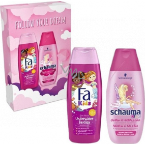 Fa Kids Girl sprchový gél 250 ml + Schauma Kids šampón na vlasy 250 ml, kozmetická sada pre dievčatá