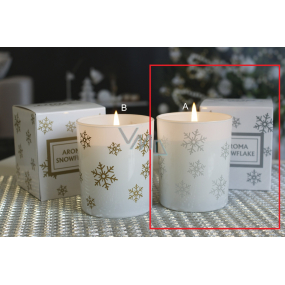 Lima Aroma Snowflake Sviečka s vôňou vanilky a škorice strieborná, doba horenia 50 hodín 175 g