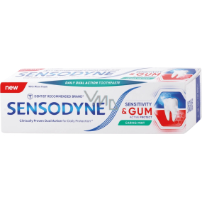 Sensodyne Sensitivity & Gum Caring Mint jemná mätová zubná pasta na citlivé zuby 75 ml