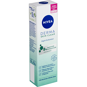 Nivea Derma Skin Clear Nočný exfoliačný pleťový peeling 40 ml