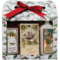 Bohemia Gifts Vianočný darčekový set sprchové gely 2× 100 ml + vonná kartička jablko a škorica