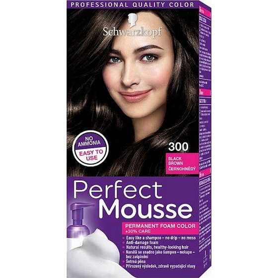 Schwarzkopf Perfect Mousse Inovatívna Foam Color farba na vlasy 300 Čiernohnedý