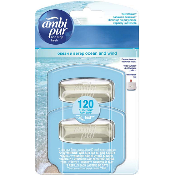 Ambi Pur Non Stop Fresh Ocean and Wind osviežovač vzduchu náplň 2 x 5,5 ml