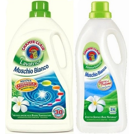 Chante Clair Muschio Bianco Biely mošus tekutý prací prostriedok 2,1 l + Biely mošus aviváž 1,56 l