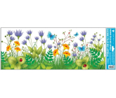 Okenné fólie bez lepidla lúka fialové kvety pruh 60 x 22, 5 cm