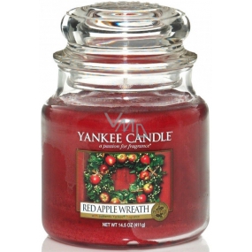 Yankee Candle Red Apple Wreath - Veniec z červených jabĺčok vonná sviečka Classic strednej sklo 411 g