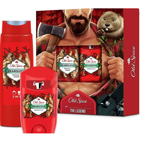 Old Spice BearGlove Lumberjack antiperspirant dezodorant stick 50 ml + 2v1 sprchový gél na telo a vlasy 250 ml, kozmetická sada pre mužov