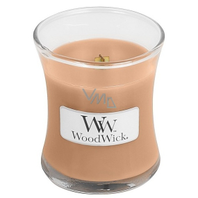 Woodwick Golden Milk - Zlaté mlieko vonná sviečka s dreveným knôtom a viečkom sklo malá 85 g