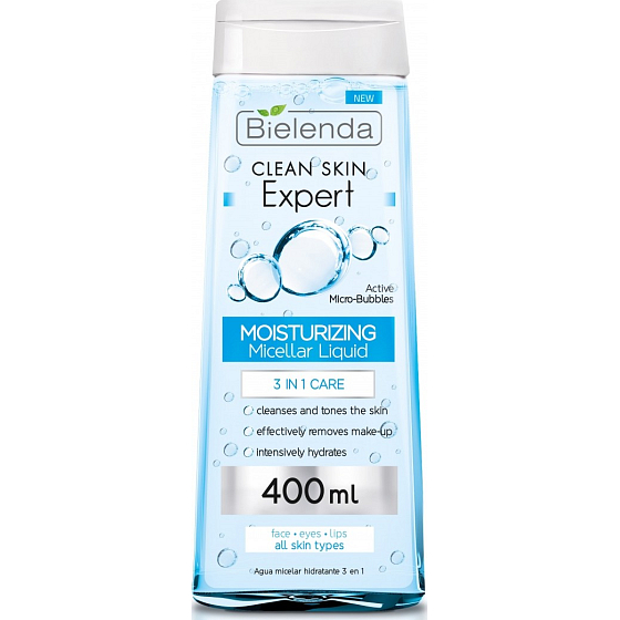 Bielenda Clean Skin Expert 3v1 hydratačná micelárna voda 400 ml