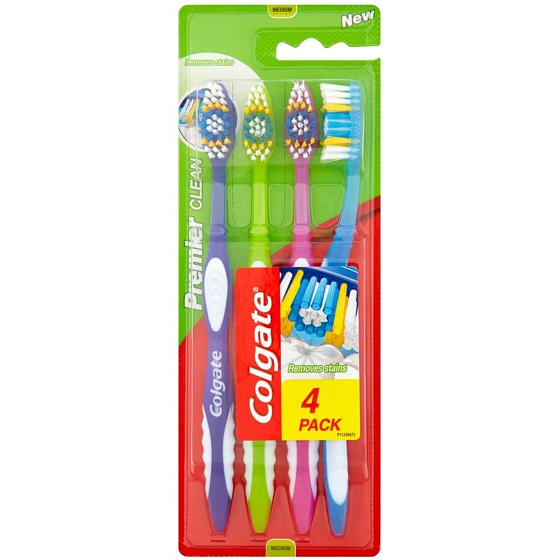 Colgate Premier Clean Medium strednej zubná kefka 4 kusy