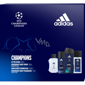 Adidas UEFA Champions League Edition VIII voda po holení 100 ml + parfumovaný dezodorant 75 ml + dezodorant v spreji 150 ml + sprchový gél 250 ml, kozmetická sada pre mužov