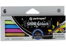 Centropen Shine4Black metalické popisovače so sýtymi atramentmi 1 mm 6 farieb