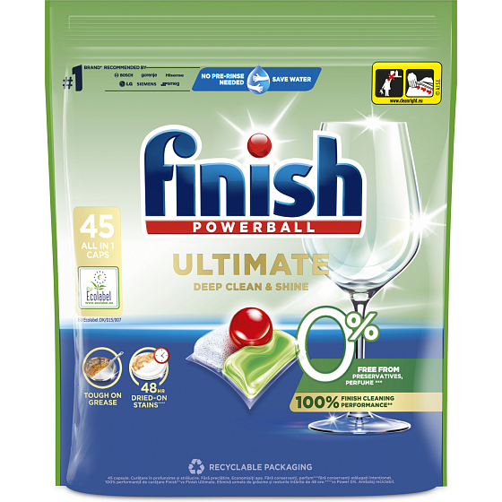 Finish Powerball Ultimate 0% Deep Clean & Shine tablety do umývačky 100 ks