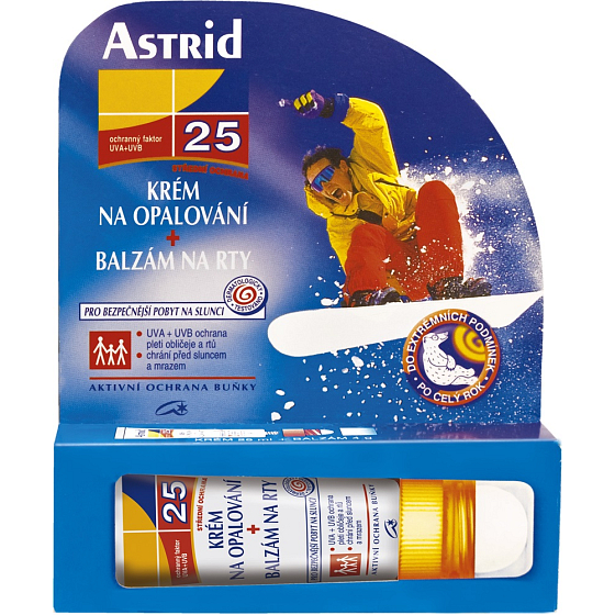 Astrid F25 Opaľovací pleťový krém + balzam na pery 4 g