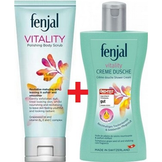 Fenjal Vitality telový peeling 200 ml + sprchový krém 200 ml, kozmetická sada
