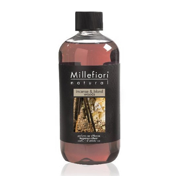 Millefiori Milano Natural Incense & Blond Woods - Kadidlo a Svetlá dreva Náplň difuzéra pre vonná steblá 500 ml
