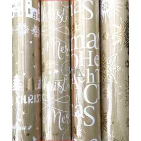 Zöwie Darčekový baliaci papier 70 x 150 cm Vianoce Luxusný Urban so zlatou potlačou - Veselé Vianoce s vetvičkami