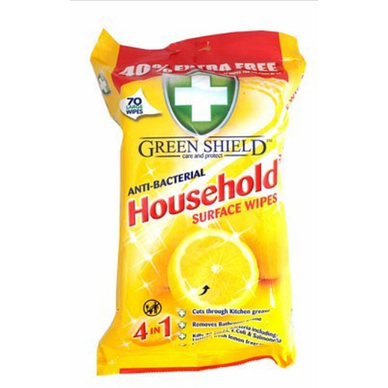 Green Shield 4v1 Upratovacie antibakteriálne vlhčené čistiace obrúsky 70 kusov