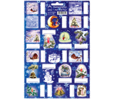 Arch Chaloupka tmavo modré vianočné samolepky na darčeky 19 etikiet 1 arch