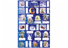 Arch Chaloupka tmavo modré vianočné samolepky na darčeky 19 etikiet 1 arch
