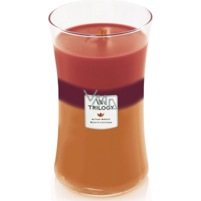 Woodwick Trilogy Autumn Harvest - Jesenný zber vonná sviečka s dreveným knôtom a viečkom sklo veľká 609 g